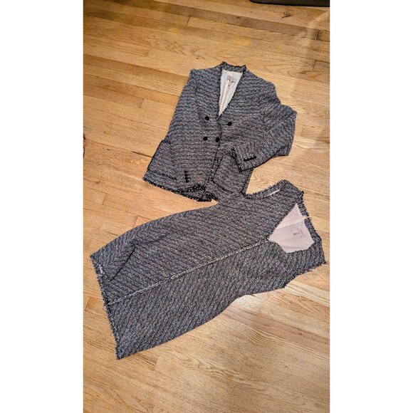 Tailored Rebecca Taylor BlazerTweed Double Jacket And Dress Set SZ 12 Classic